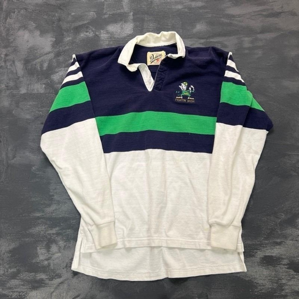 Vintage Notre Dame Fightin Irish Rugby Shirt Mens Medium White 1990s NCAA